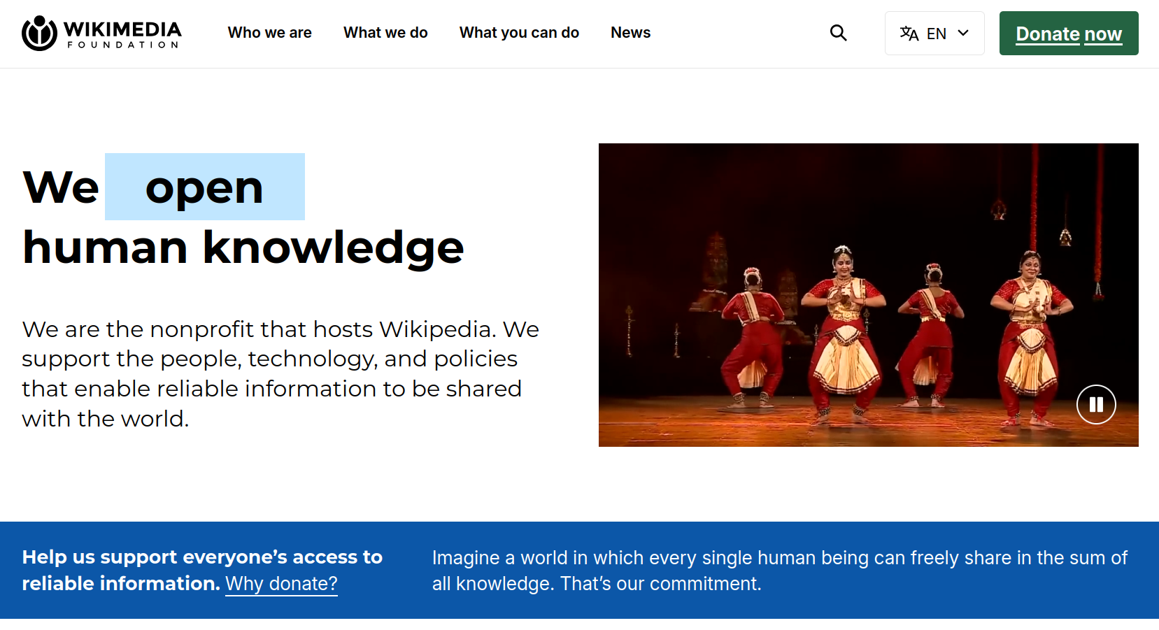 WikiMedia Foundation Home Page